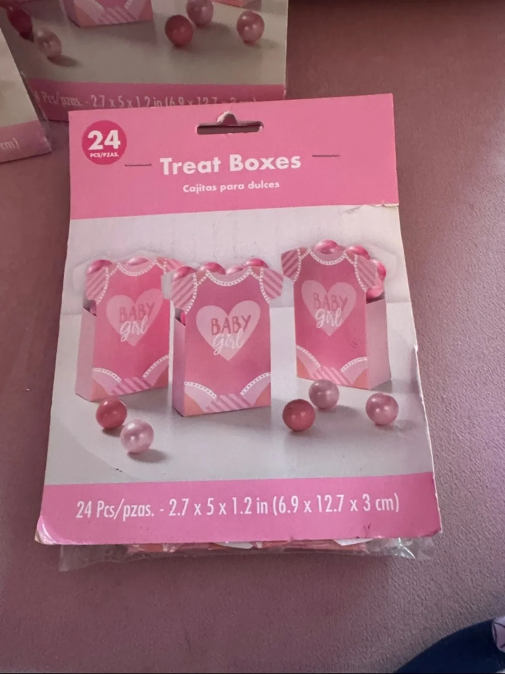 Pink Baby Girl Treat Boxes - Party Favor Packs. Total of 3 packs. NWT